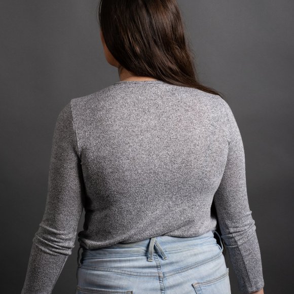 Grey Crossed V-Neck by Peyton Jensen - Picture 7 of 8